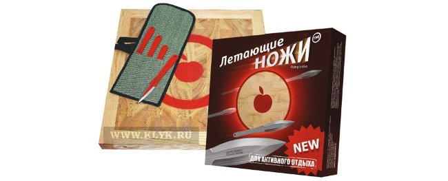 Набор Летающие Ножи (мишень деревянная, комплект ножей Кобра-М 4 штуки)