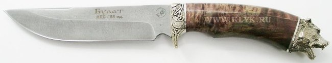 Нож Газель (нержавеющий булат, карельская береза, мельхиор литье)
